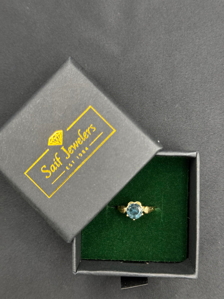 10K GOLD BLUE GEMSTONE RING