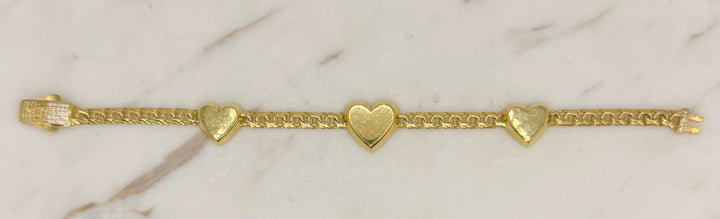 10K Y/G CHINO TRIPLE HEART BRACELET