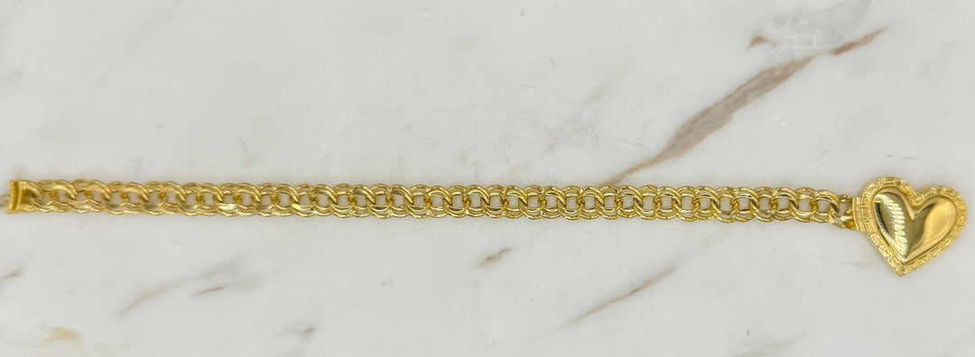 10K Y/G heart chino bracelet