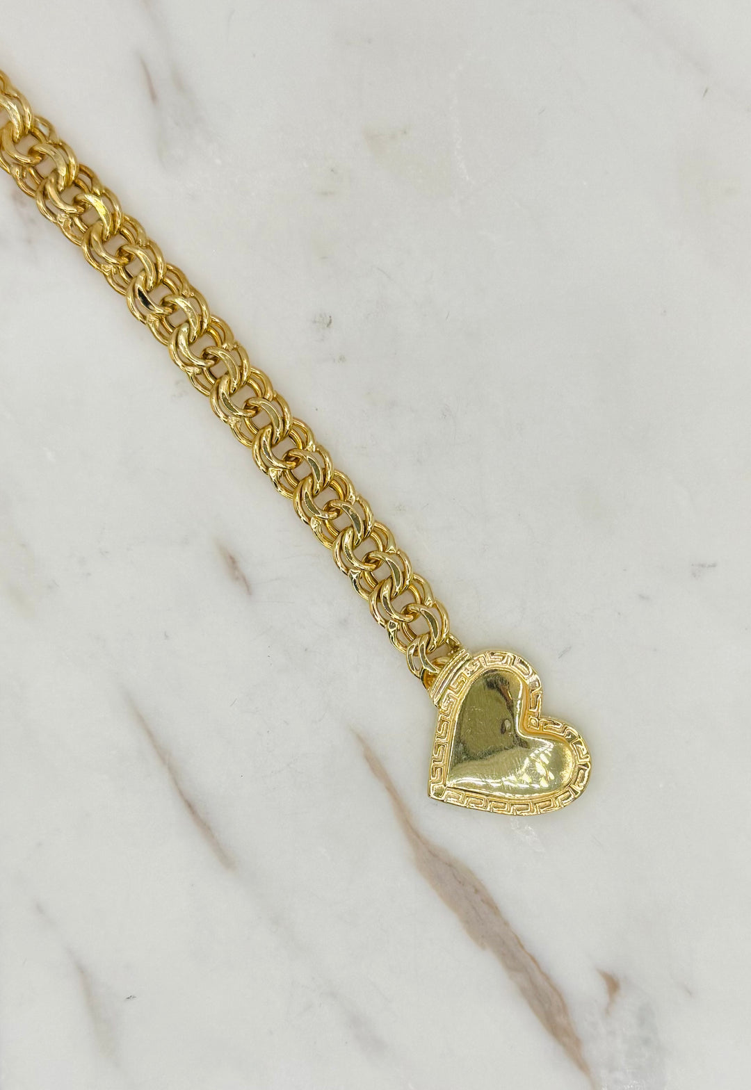 10K Yellow Gold chino triple heart bracelet