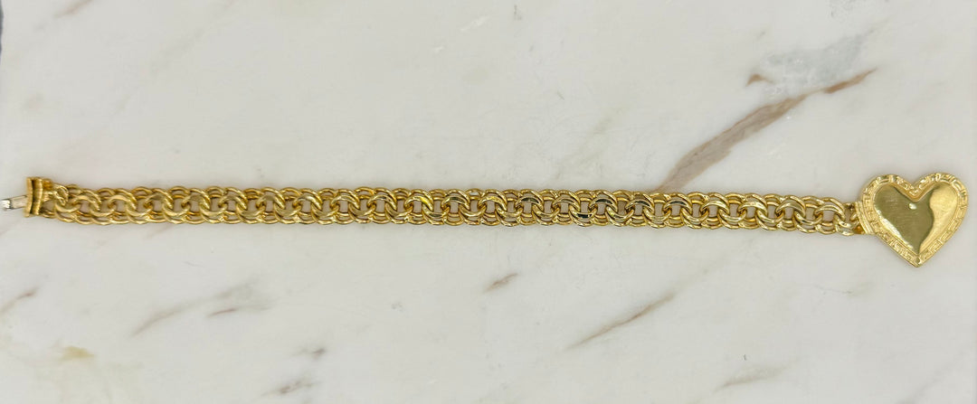 10K Yellow Gold chino triple heart bracelet