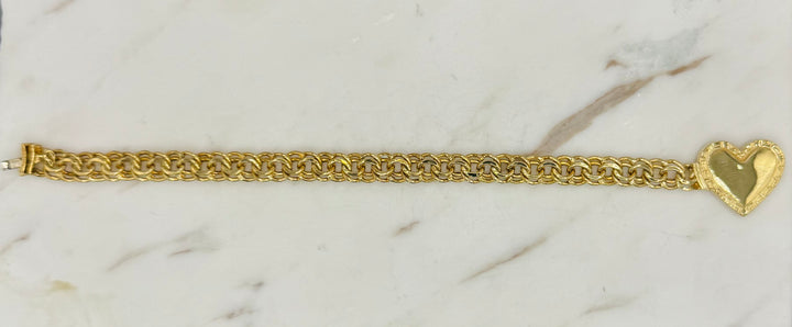 10K Yellow Gold chino triple heart bracelet