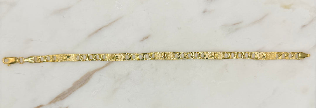 10K Y/G CUBAN WITH NUGGET BRACELET