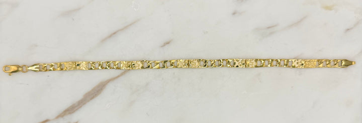 10K Y/G CUBAN WITH NUGGET BRACELET