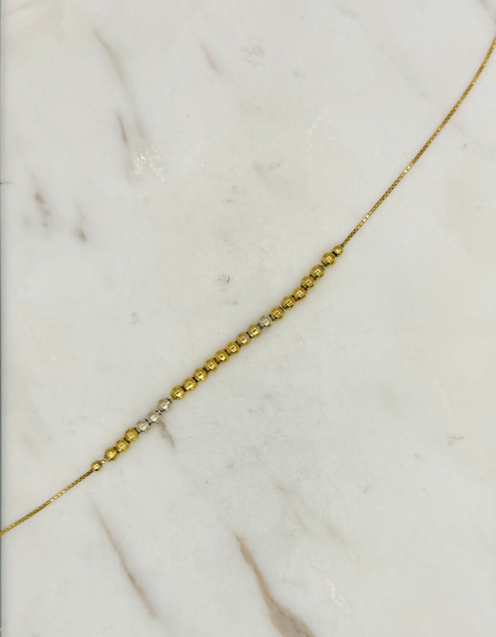 14K YELLOW AND WHITE GOLD FANCY BOX BRACELET
