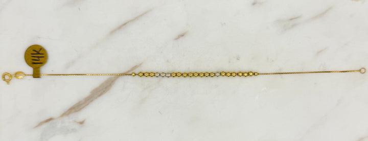 14K YELLOW AND WHITE GOLD FANCY BOX BRACELET