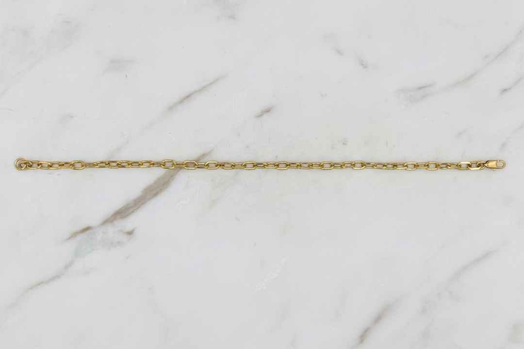 14k Y/G FANCY CABLE LINK BRACELET