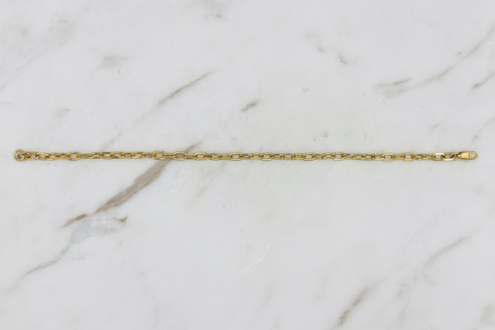 14k Y/G FANCY CABLE LINK BRACELET