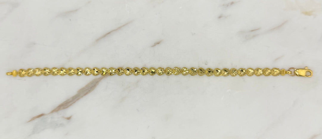 10K Y/G FANCY HEART BRACELET
