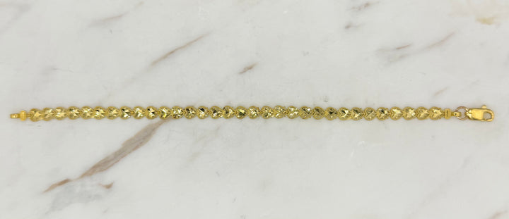 10K Y/G FANCY HEART BRACELET