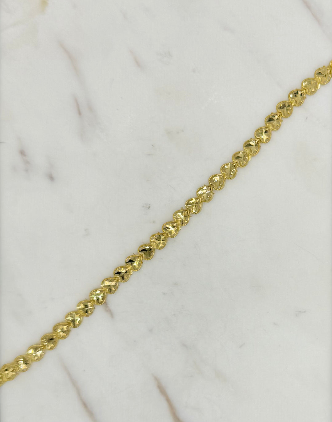 10K Y/G FANCY HEART BRACELET