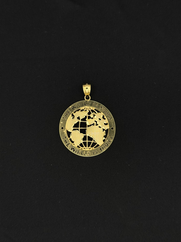 10K GOLD WORLD IS YOURS PENDANT