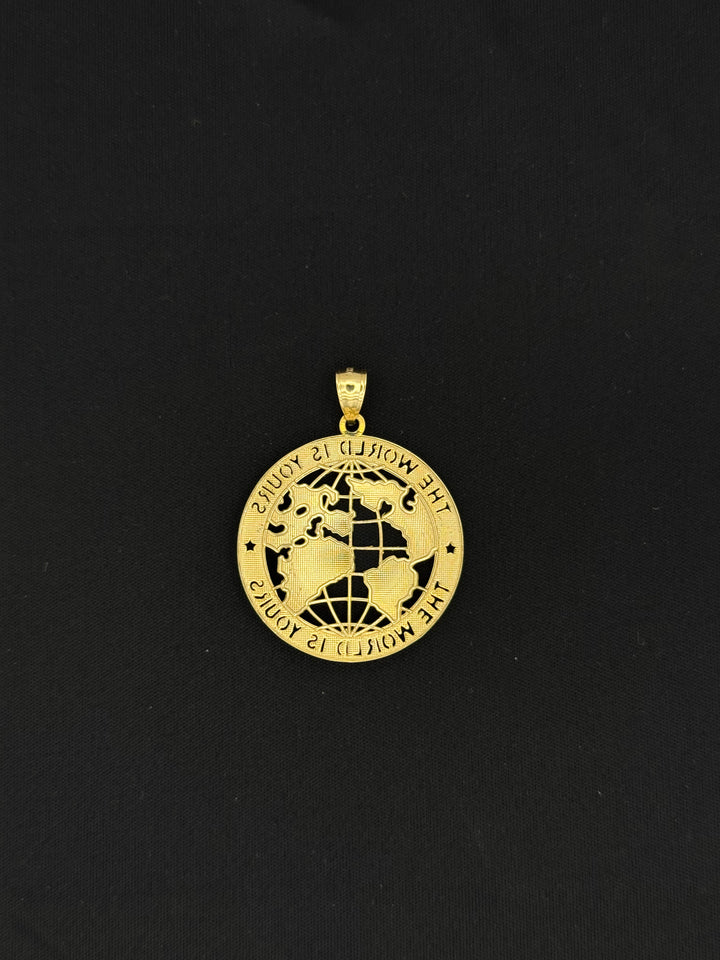 10K GOLD WORLD IS YOURS PENDANT