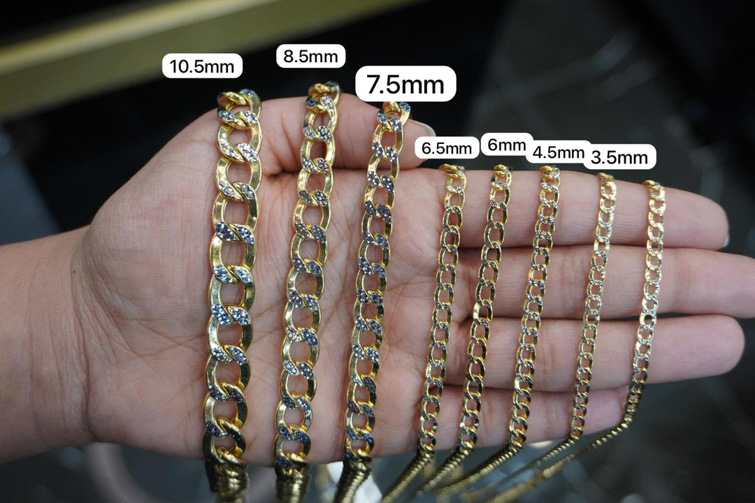 GOLD SEMI SOLID SOLID DIAMOND CUT CUBAN LINK CHAIN 10K / 14K GOLD
