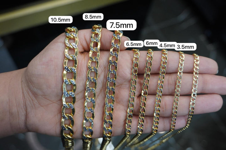 GOLD SEMI SOLID SOLID DIAMOND CUT CUBAN LINK CHAIN 10K / 14K GOLD