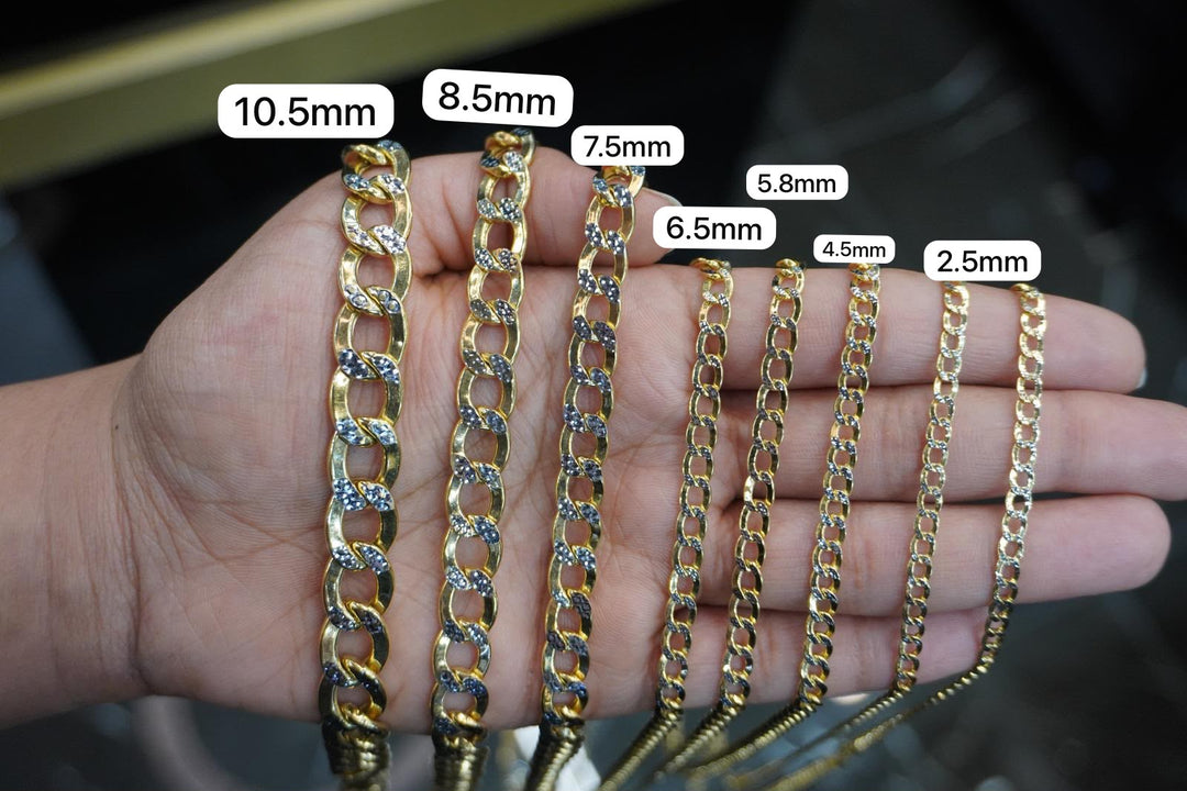 GOLD SOLID DIAMOND CUT CUBAN LINK CHAIN 10K / 14K GOLD