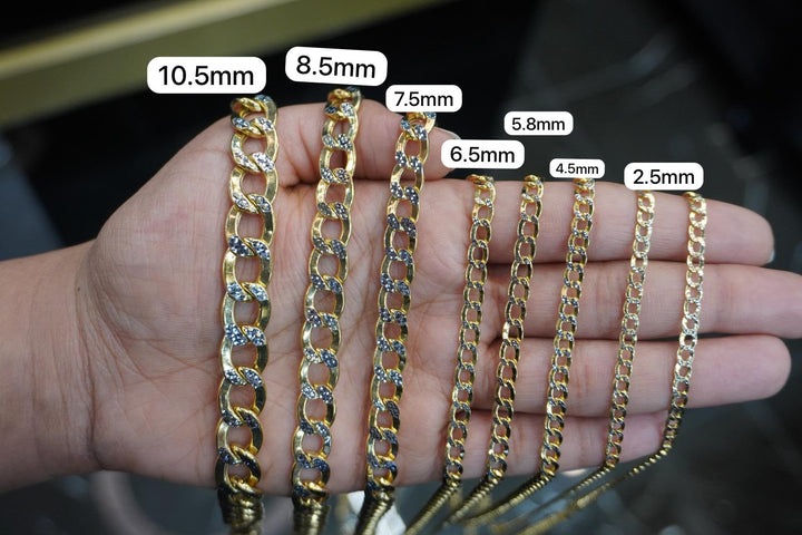 GOLD SOLID DIAMOND CUT CUBAN LINK CHAIN 10K / 14K GOLD