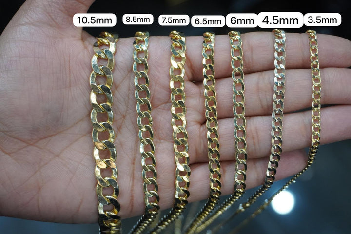 GOLD  SEMI SOLID CURB LINK CHAIN 10K / 14K GOLD