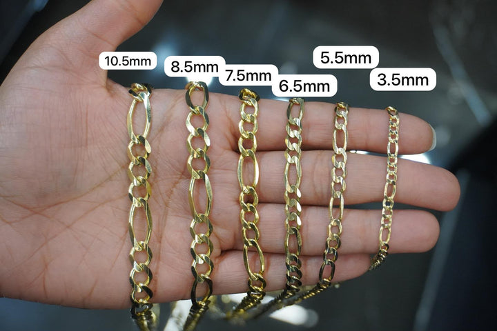 GOLD SEMI SOLID FIGARO CHAIN 10K / 14K.