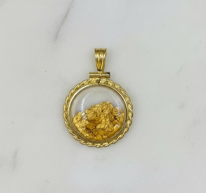 24K GOLD FLAKES ENCASED IN 14K BEZEL PENDANT