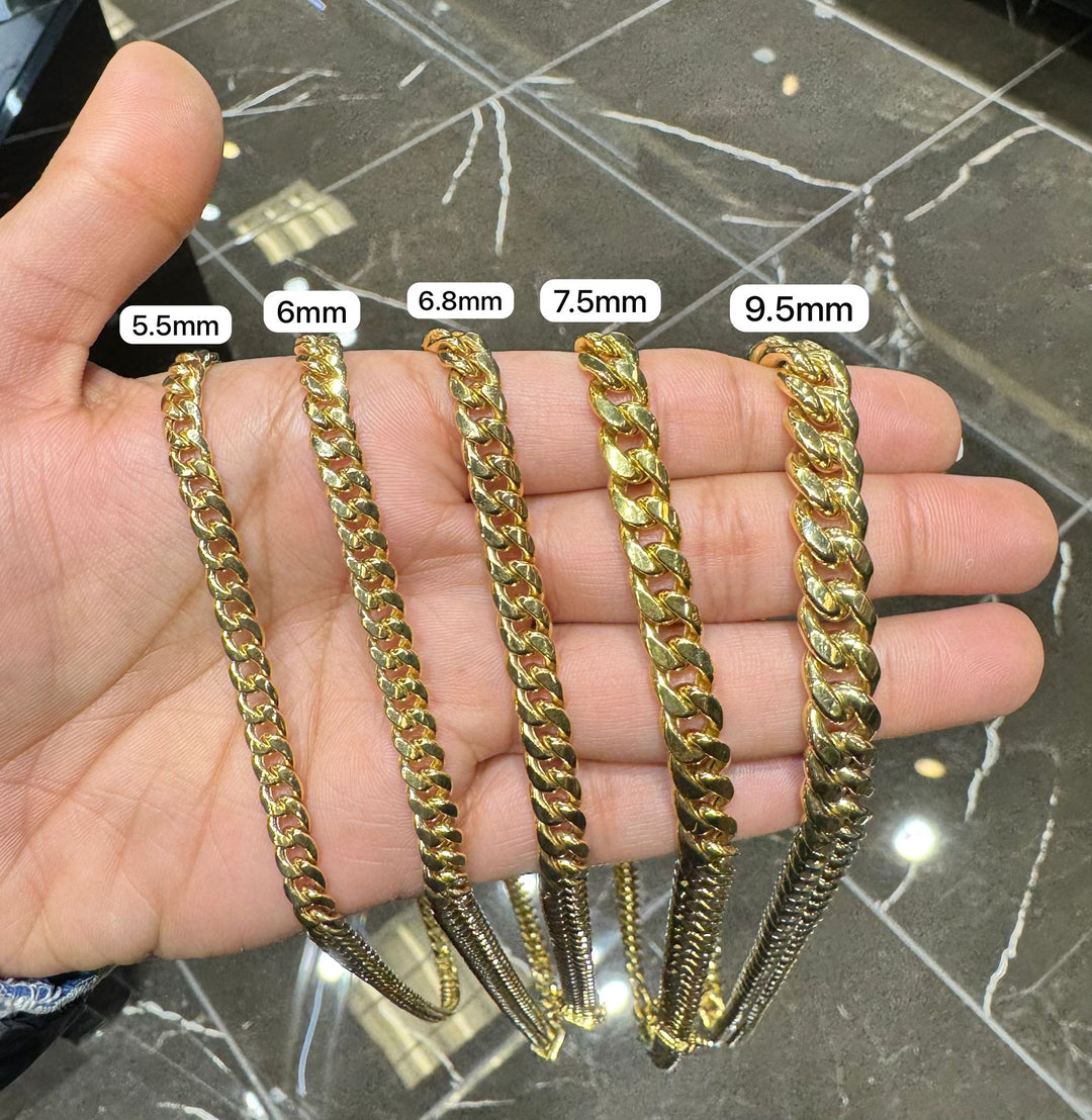 GOLD SEMI SOLID MIAMI CUBAN LINK CHAIN 10K / 14K