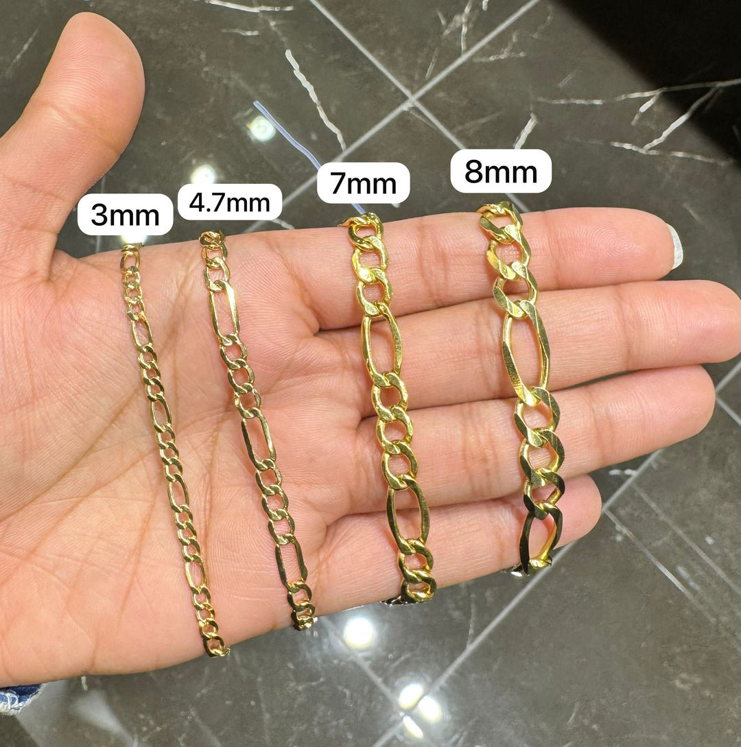 GOLD SOLID FIGARO CHAIN 10K / 14K