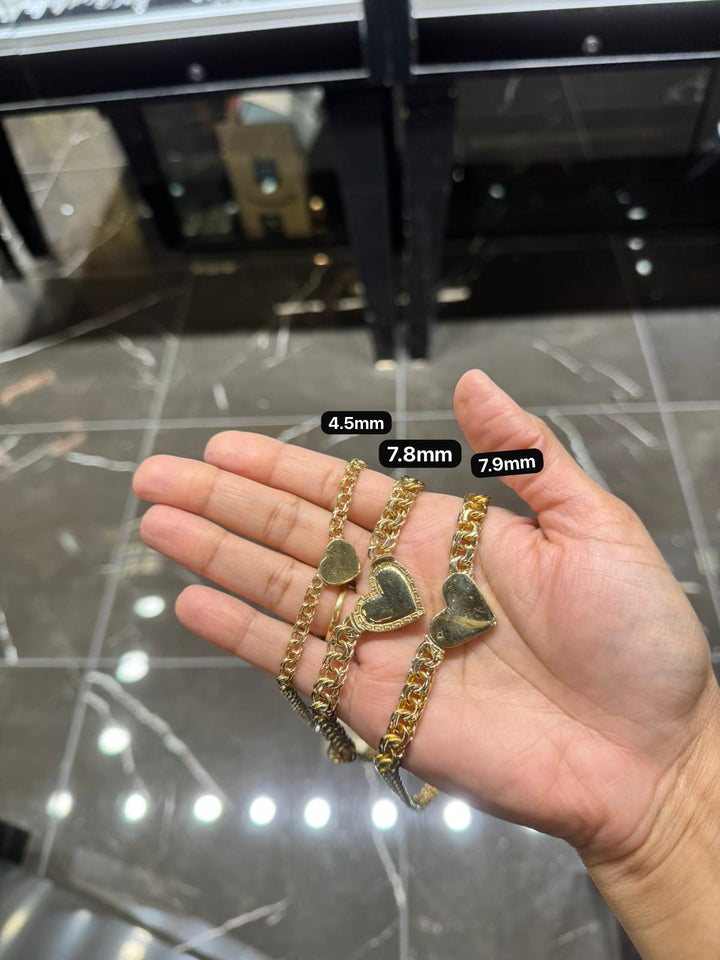 10K YELLOW GOLD CHINO LINK HEART NECKLACE
