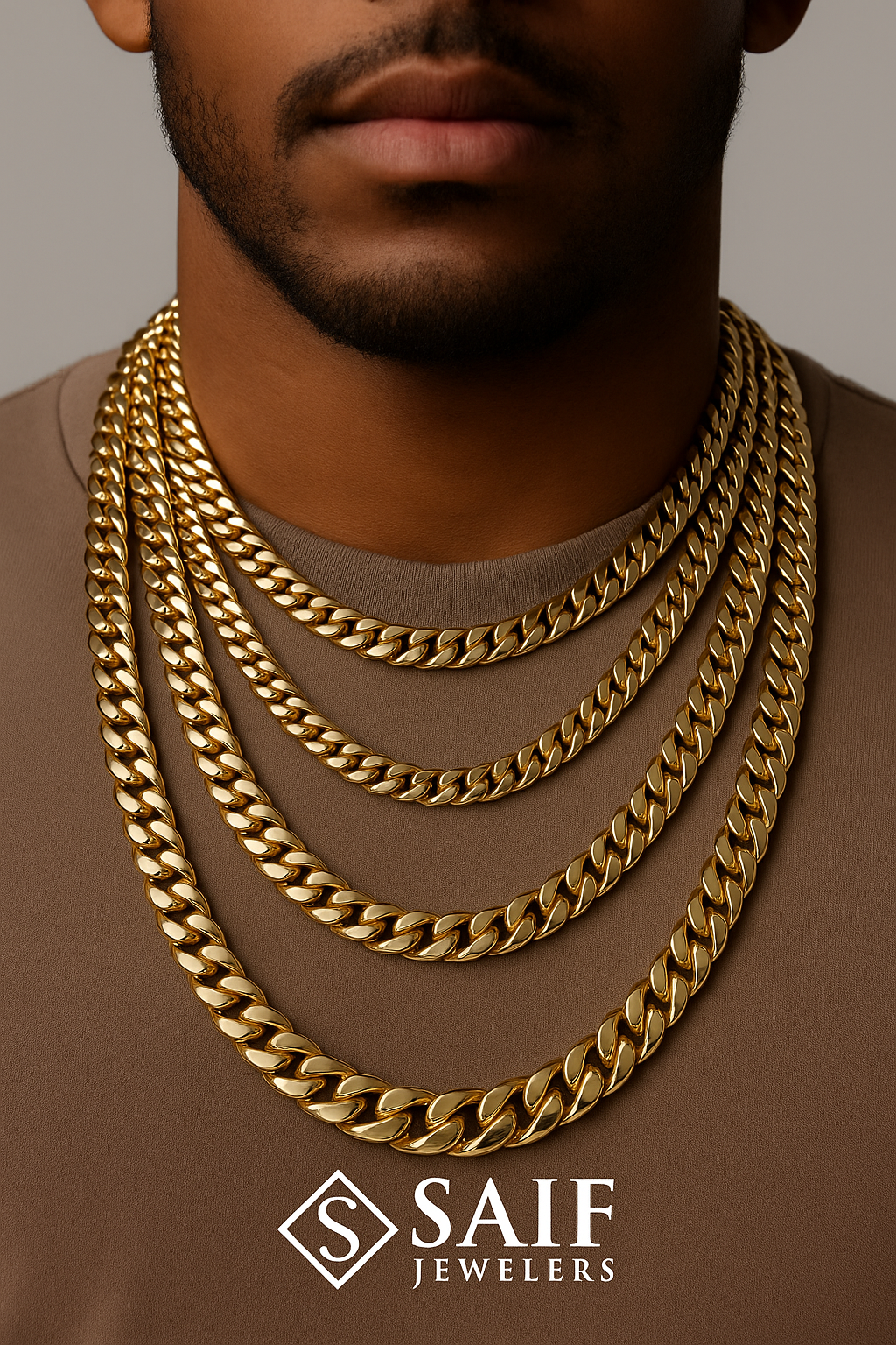 GOLD SEMI SOLID MIAMI CUBAN LINK CHAIN 10K / 14K