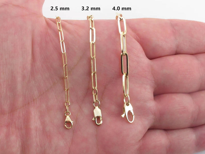SEMI SOLID PAPER CLIP BRACELETS 10K / 14K YELLOW GOLD