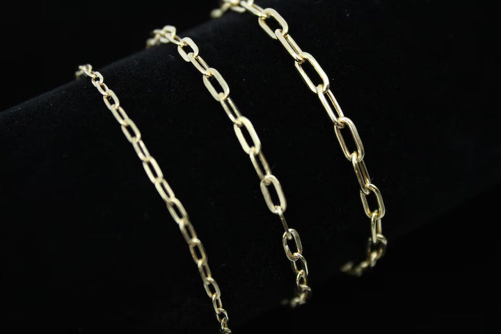 SEMI SOLID PAPER CLIP BRACELETS 10K / 14K YELLOW GOLD
