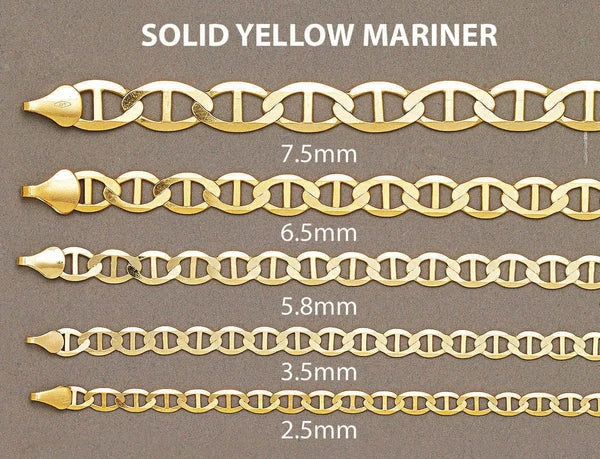 GOLD SOLID MARINER SOLID CHAIN 10K / 14K GOLD