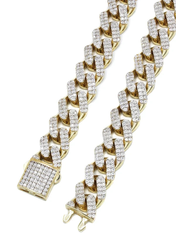 ICED OUT CZ SEMI SOLID MIAMI CUBAN CHAINS 10K / 14K GOLD