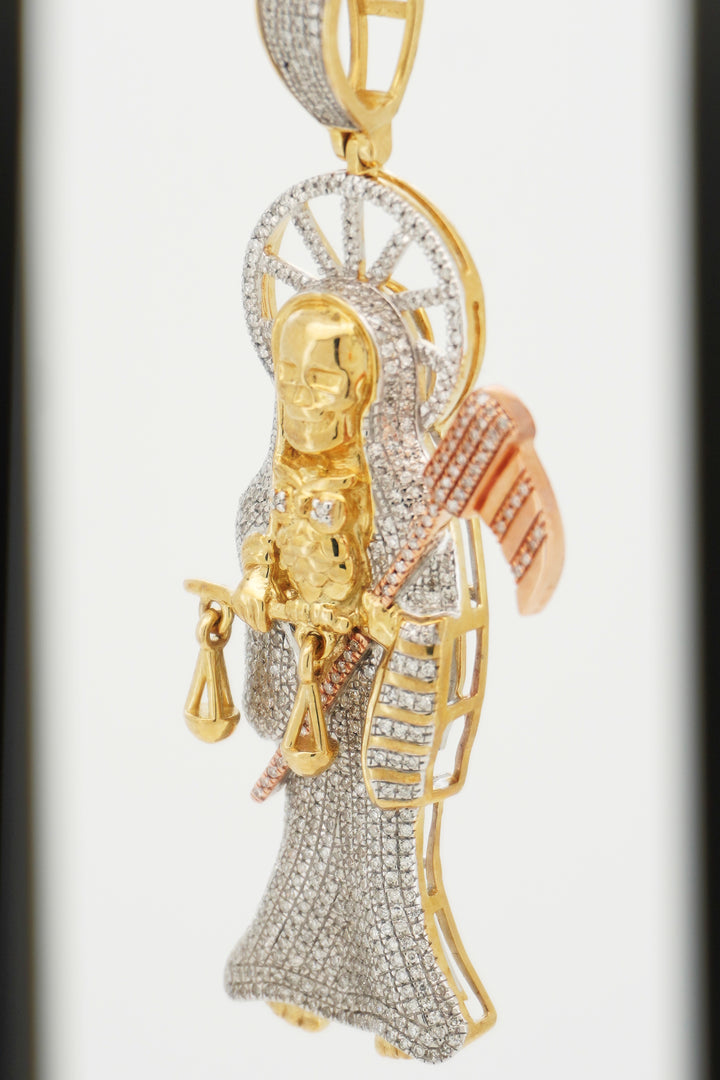 10K GOLD WITH DIAMONDS SANTA MUERTE PENDANT