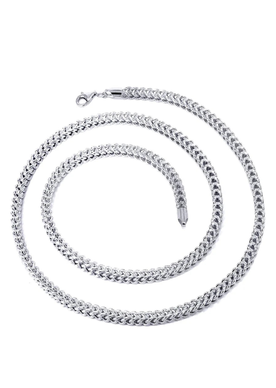 WHITE GOLD SEMI SOLID DIAMOND CUT FRANCO CHAINS 10K / 14K WHITE GOLD
