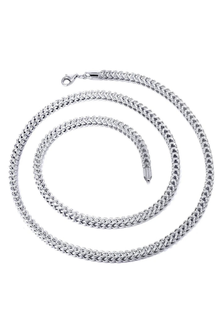 WHITE GOLD SEMI SOLID DIAMOND CUT FRANCO CHAINS 10K / 14K WHITE GOLD