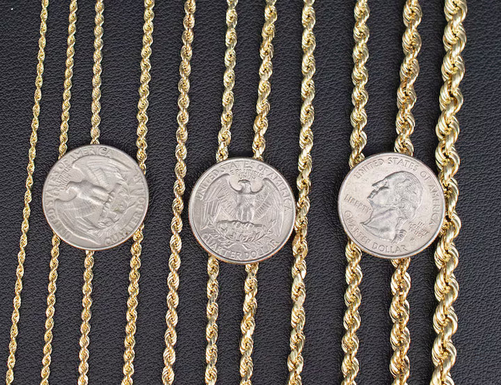 GOLD SOLID ROPE CHAINS 10K / 14K