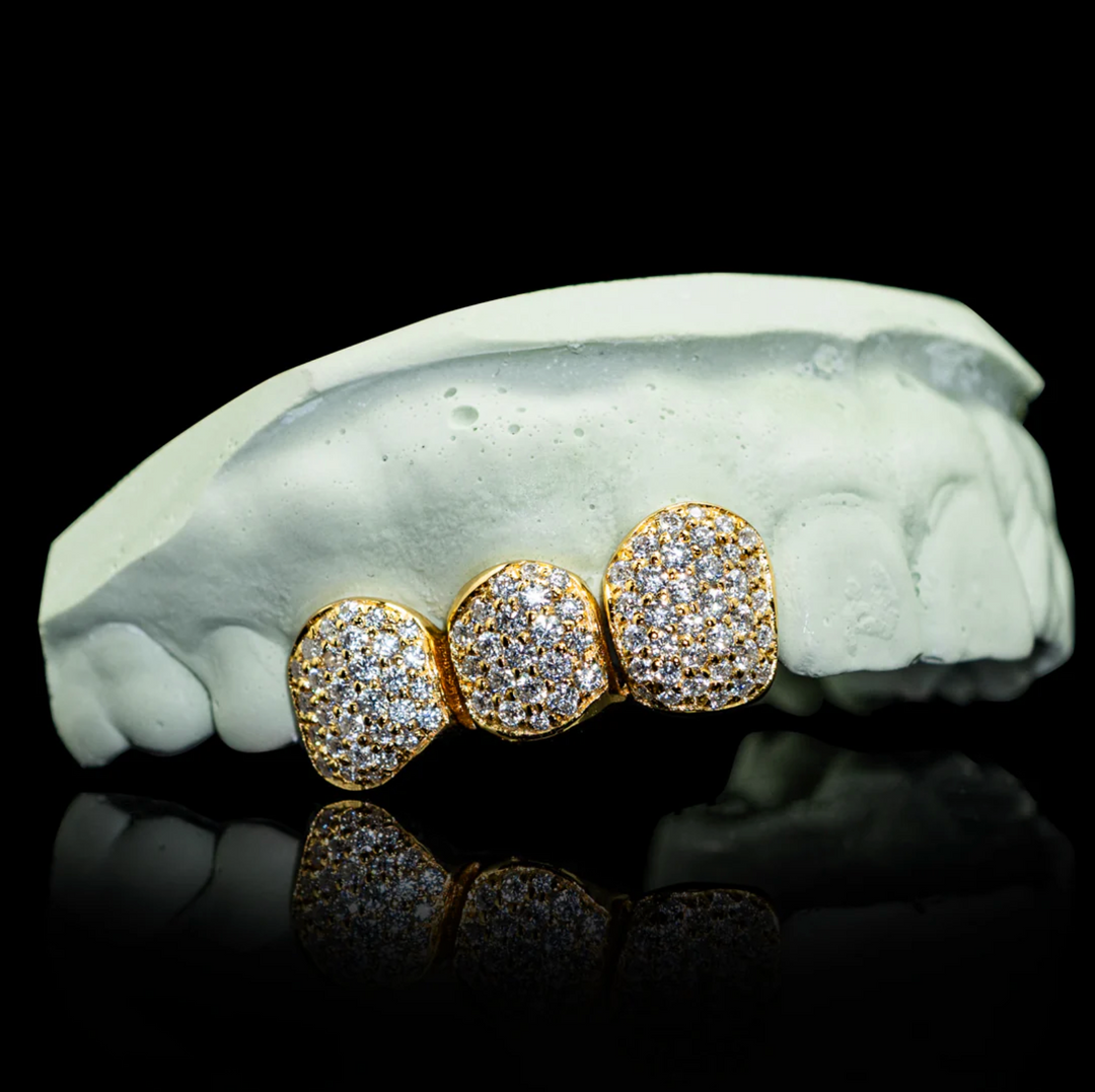 Solid three teeth Gold Grillz
