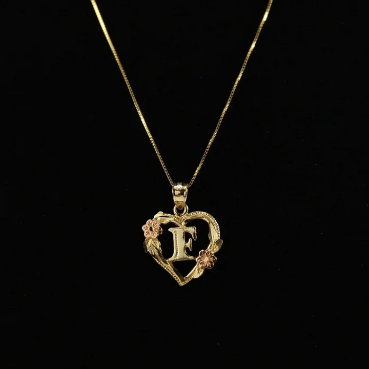 10k Initial Heart letter Pendant