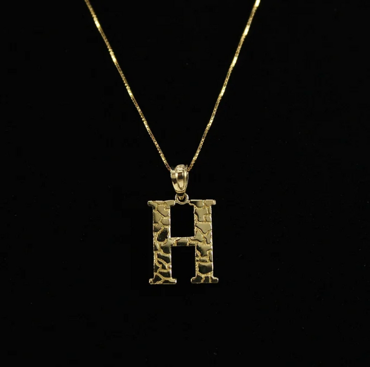 10k Initial Nugget Letter Pendant