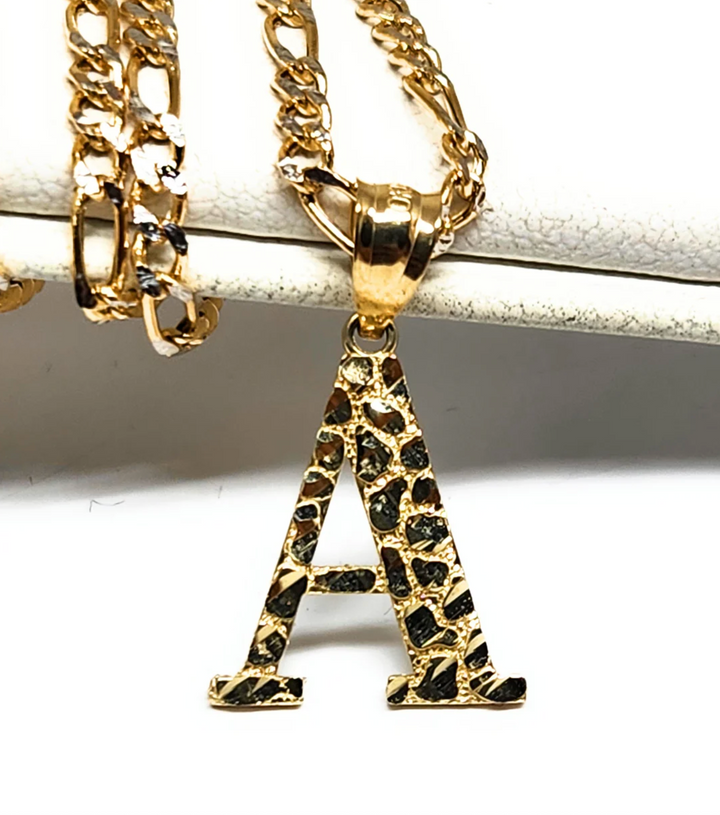 10k Initial Nugget Letter Pendant