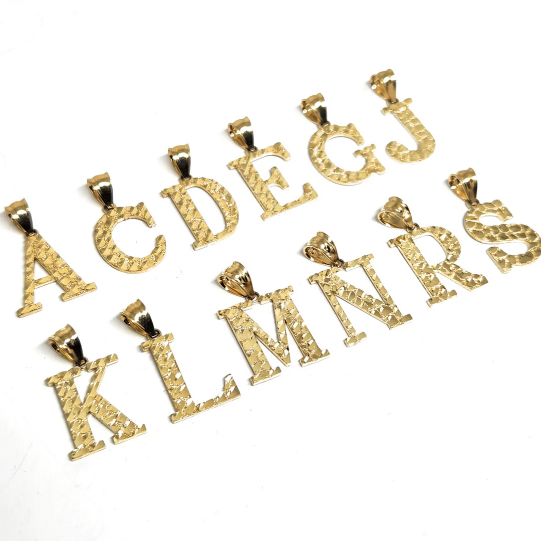 10k Initial Nugget Letter Pendant