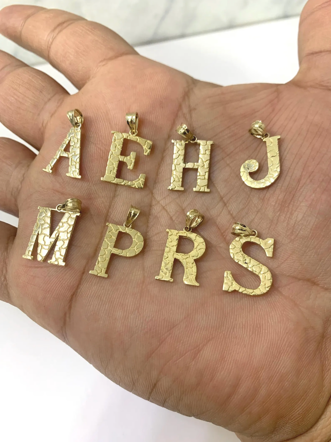 10k Initial Nugget Letter Pendant