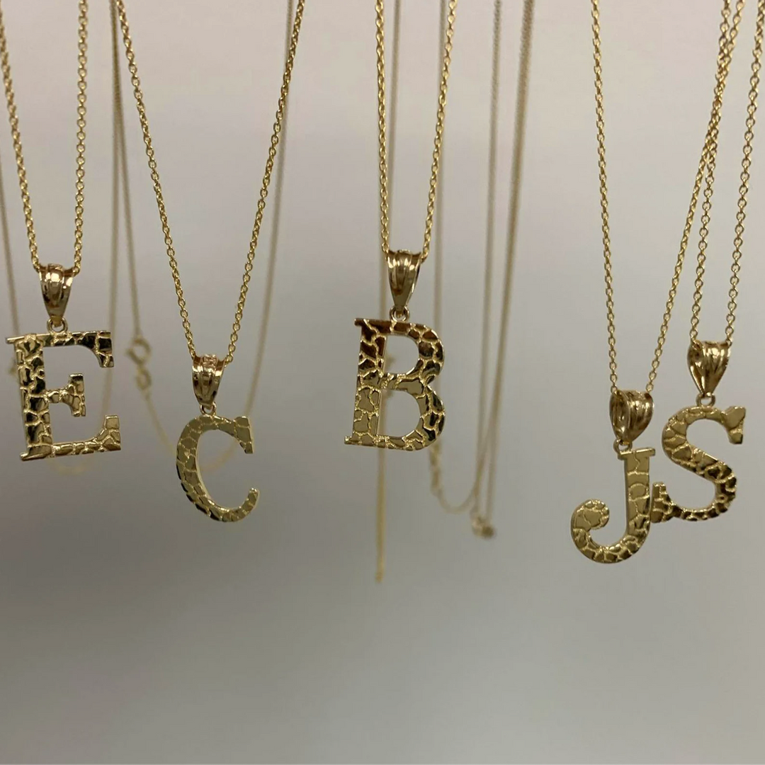 10k Initial Nugget Letter Pendant