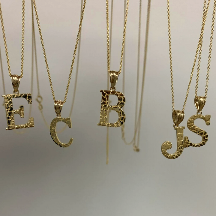 10k Initial Nugget Letter Pendant