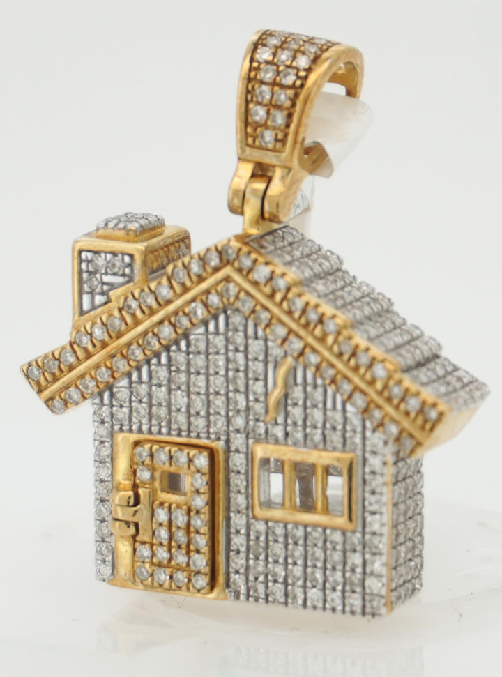 10K GOLD TRAP HOUSE DIAMOND PENDANT