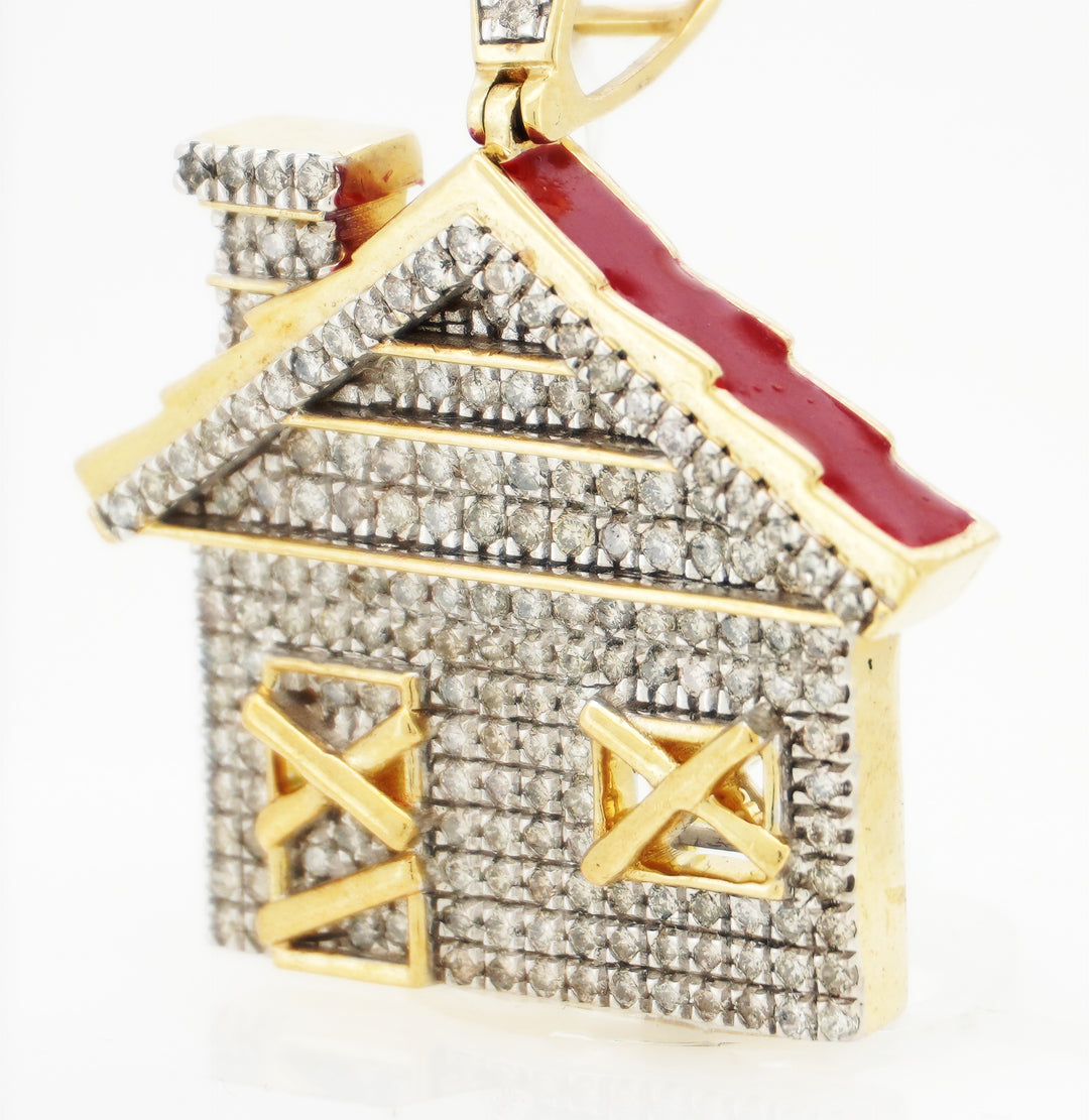 10K GOLD TRAP HOUSE DIAMOND PENDANT
