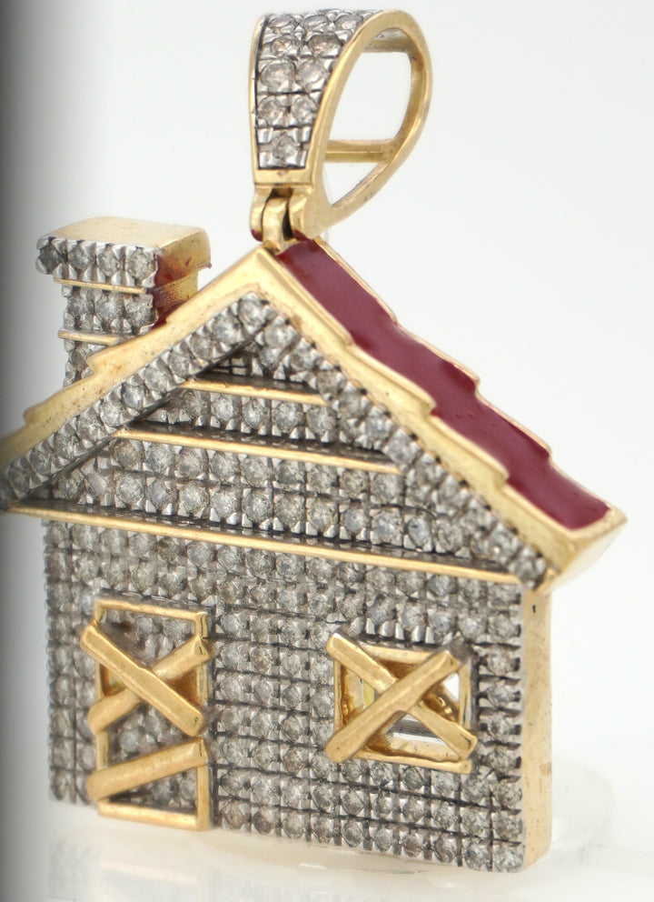 10K GOLD TRAP HOUSE DIAMOND PENDANT