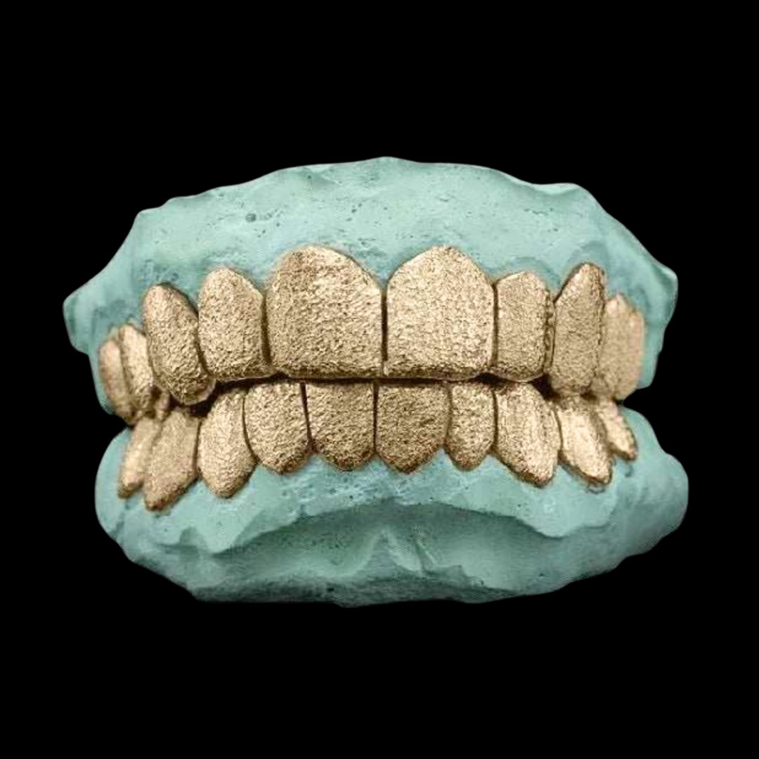 Solid three teeth Gold Grillz