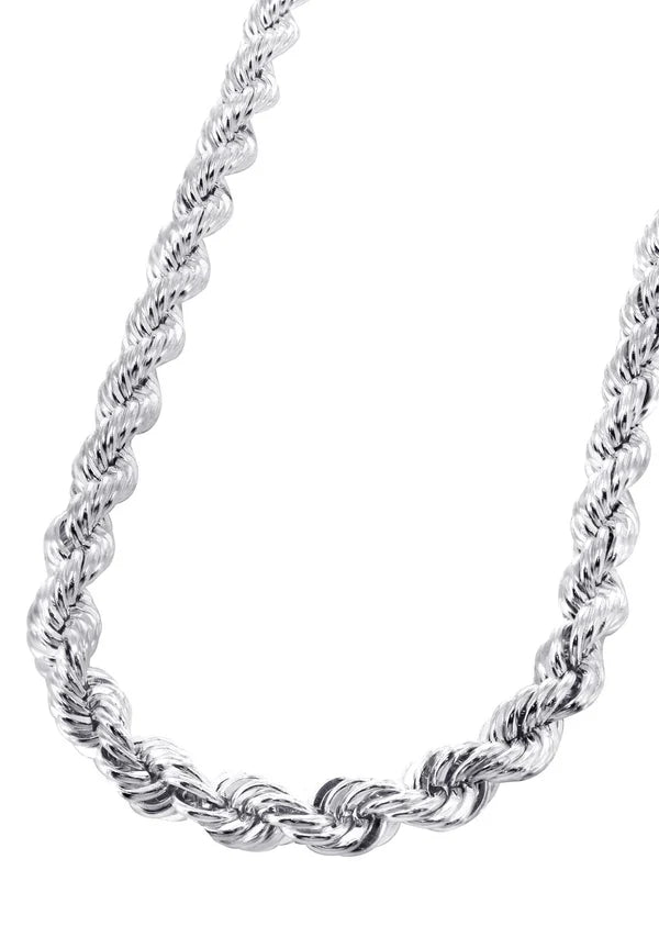 WHITE GOLD SOLID ROPE CHAINS 10K / 14K GOLD