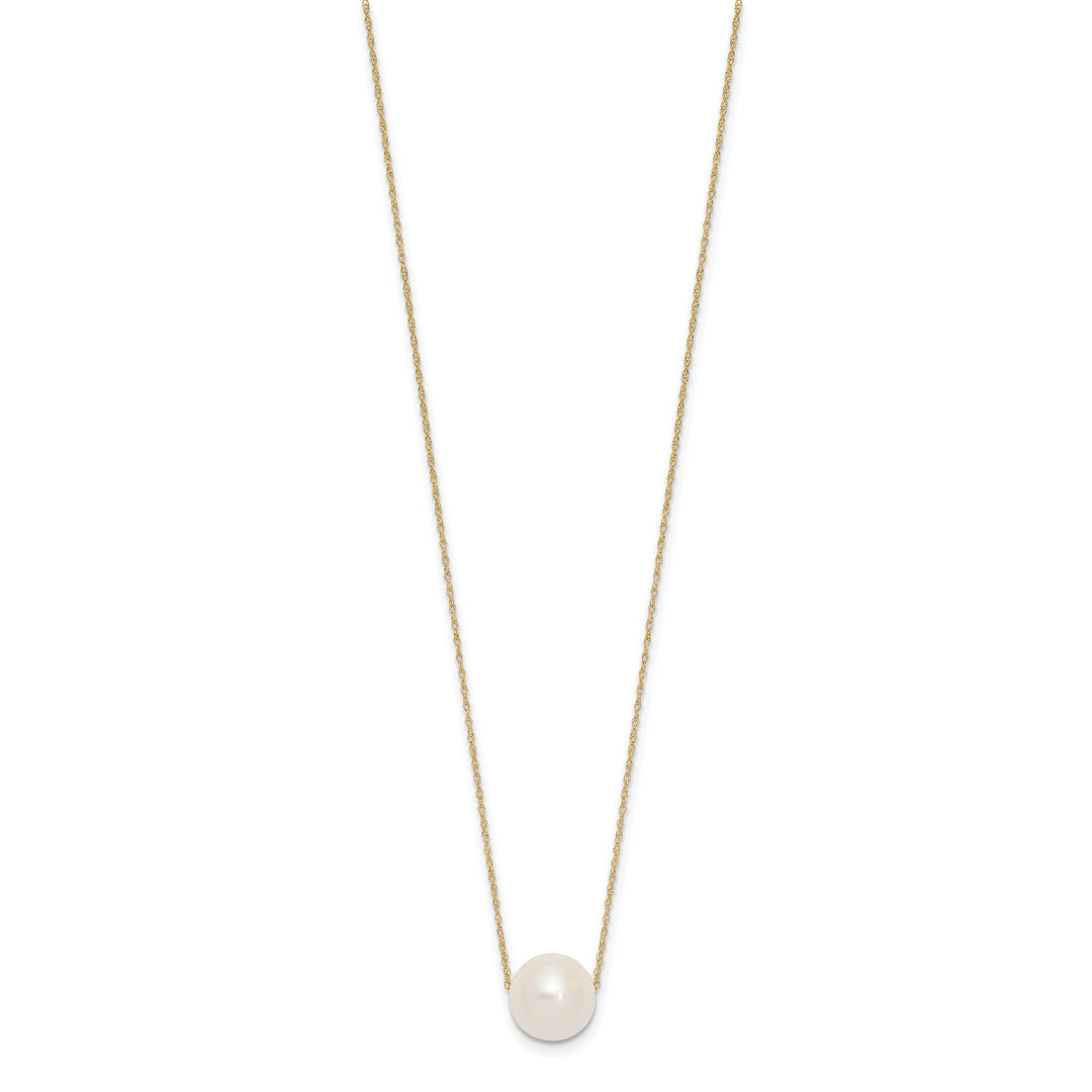 14K 10-11mm Semi-Round White FWC Pearl Rope Necklace